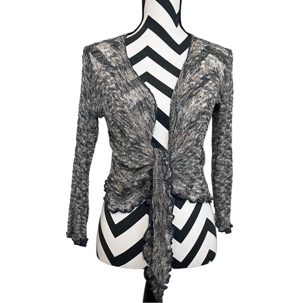 Whimsigoth Y2K Fairy Grunge Open Front Mesh Knit Cardigan OS